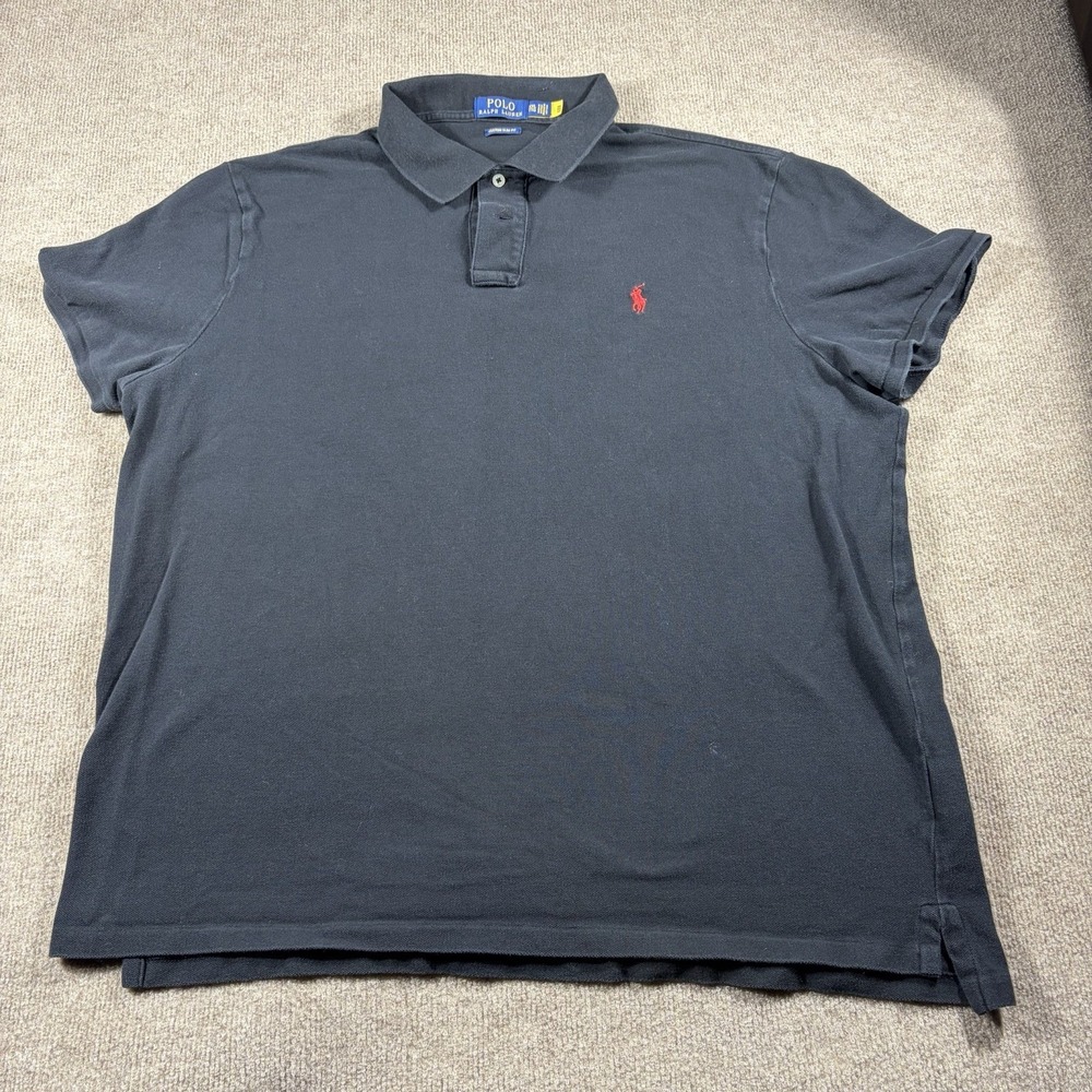 Polo Ralph Lauren men Short Sleeve Classic Fit Polo Collar XXL Black Cotton Pony - Picture 2 of 8